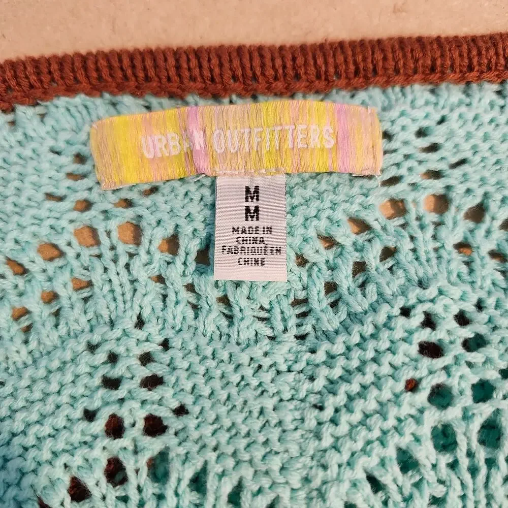 Urban Outfitters Crochet Top M Mint Green Open Knit Sweater